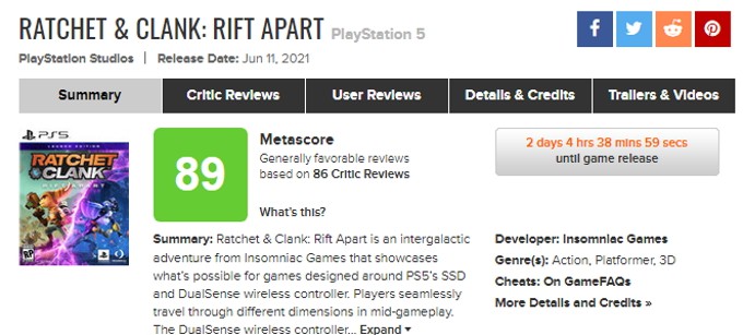  - اولین نمرات و نقدهای بازی Ratchet & Clank: Rift Apart توسط متاکریتیک منتشر شد